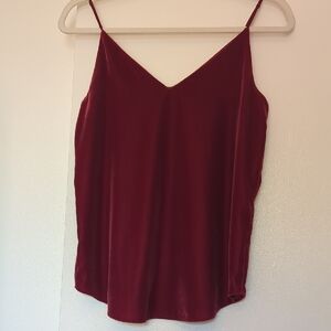 Express Red Camisole Top with Sleek Design Velvet